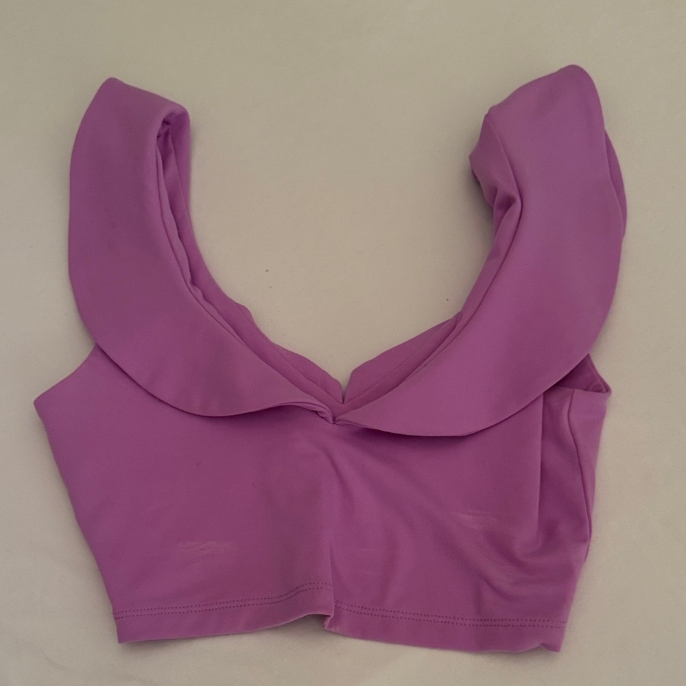Susana Monaco Lilac Crop Top with Statement Collar